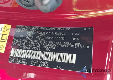 2018 Lexus Rx 350 из США, поврежденный, VIN 2T2ZZMCA6JC107680